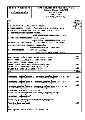 Đáp án đề thi chọn học sinh giỏi tỉnh môn Hóa học Lớp 12 THPT - Năm học 2019-2020 - Sở giáo dục và đào tạo Quảng Bình